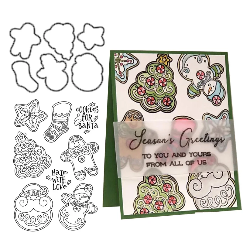 Милый Пряничный человечек ясный штамп и набор трафаретов для