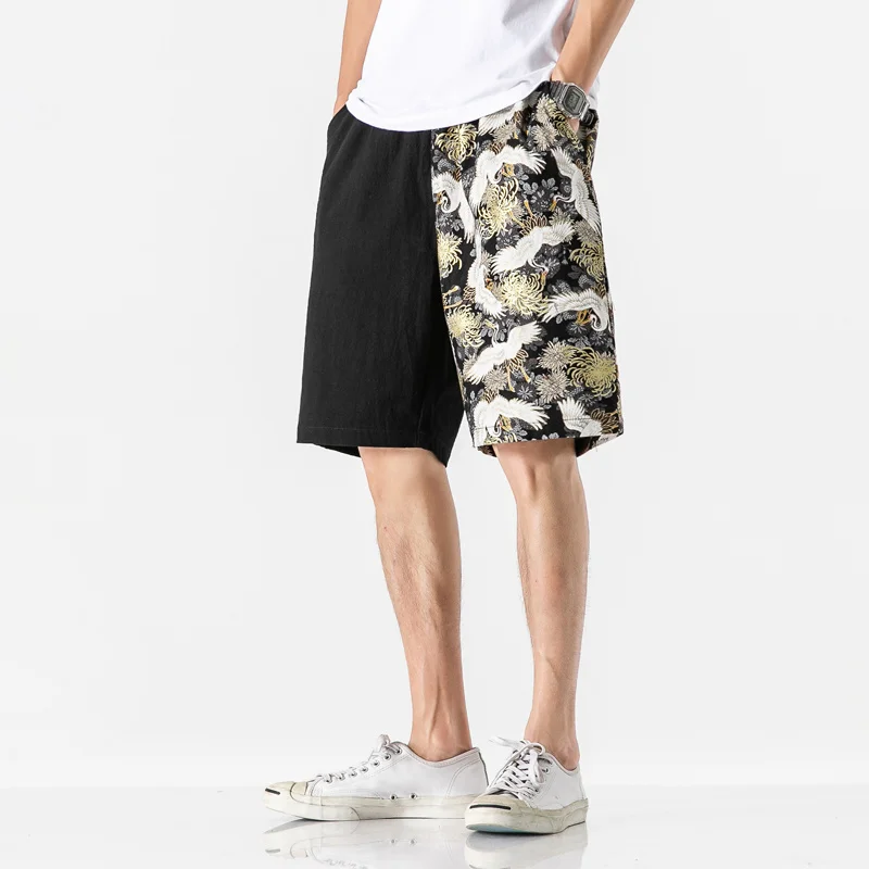 Patchwork Summer Men Shorts Casual Straight Shorts Male Elastic Waist Short Mens Hip Hop Short Man