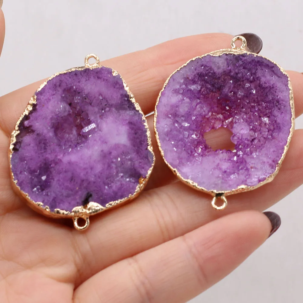 

Explosive Natural Stone Gem Amethyst Crystal Agate Connector Pendant Handmade Crafts DIY Necklace Jewelry Accessories Gift Make