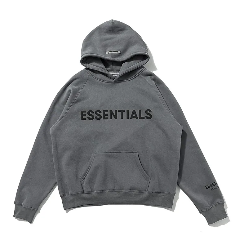 

21FW NEW hip hop Best Quality 1:1 Reflective embroidery FOG Essentials Logo Oversized Men Women Fleece Pullover Hooded Sweatshir