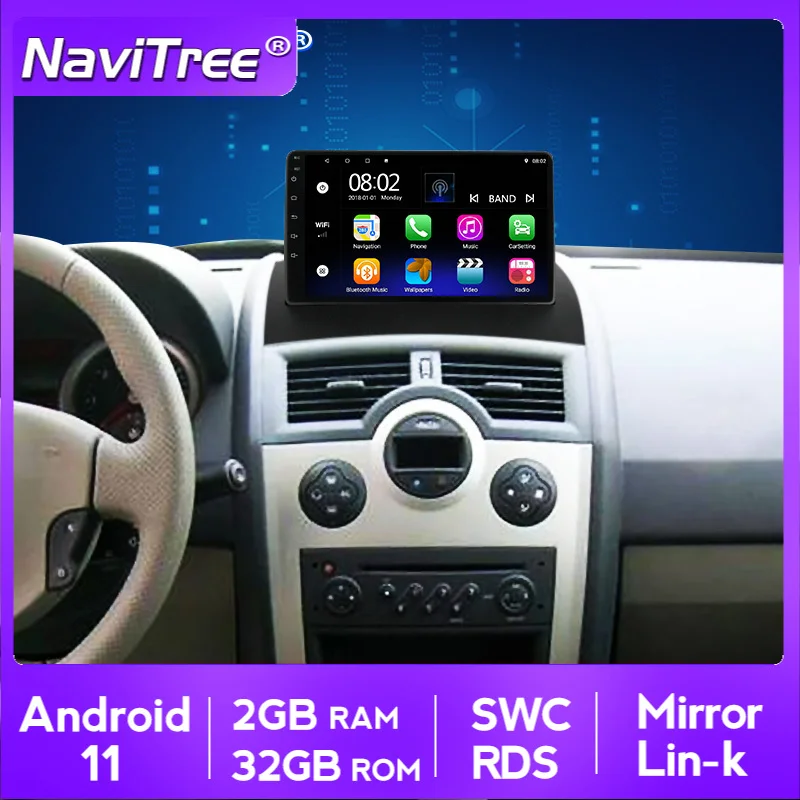 Автомагнитола для Renault Megane 2 2002 2009 мультимедийный видеоплеер навигация GPS Android Гб +