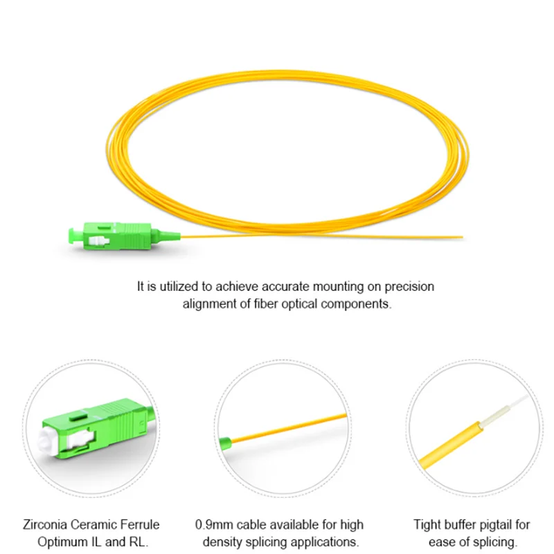 SC APC/UPC Fiber Optics Patch Cord Pigtails Simplex 0.9mm 9/125 Single Mode 1 Core 1.5M  20PCS/LOT Used In CATV FTTH/FTTX