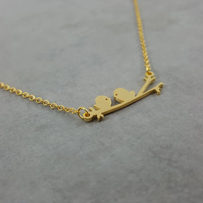 Милая пара птица на дереве массивное ожерелье для женщин Bff подарок бохо