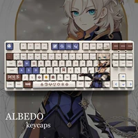 genshin impact theme albedo pbt keycaps 108 keys set for mechanical keyboard oem cherry profile only keycaps manyudou mouse pad