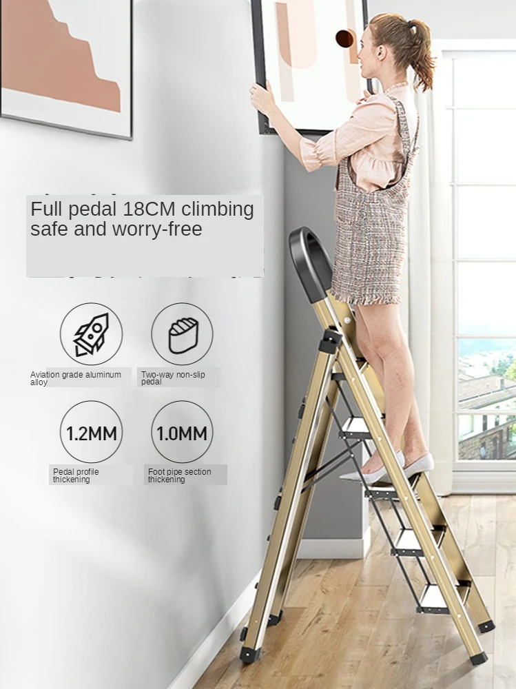 

Household indoor multi-purpose folding ladder clothes-horse amphibious thickening telescopic aluminum alloy herringbone ladder