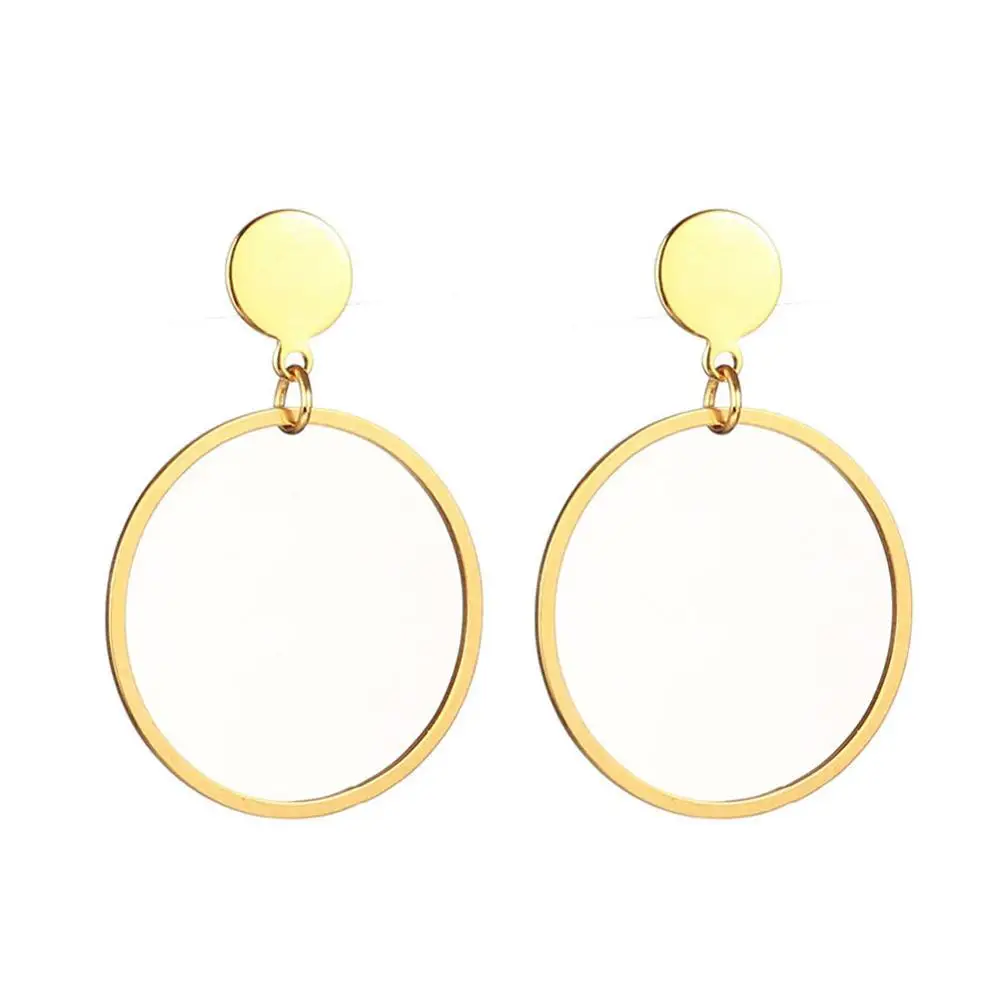 Нержавеющая сталь геометрический дизайн округлый Круглый висячие серьги с