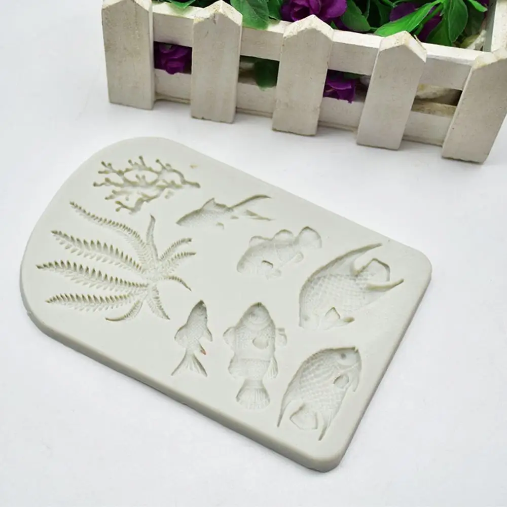 1 шт. рыба морские водоросли силиконовая форма DIY трафарет для торта cиликоновая