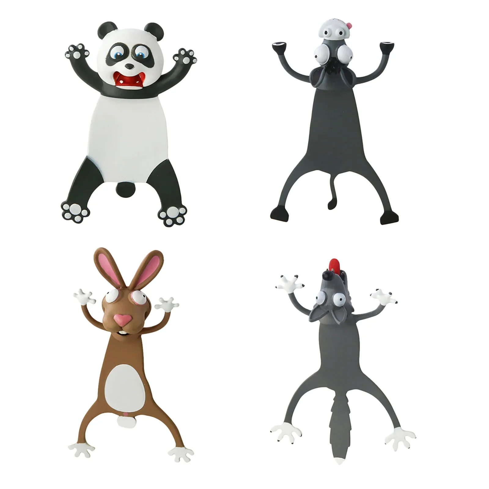 

3D Stereo Kawaii Animal Bookmark Cartoon Lovely Wacky Bookmark Student Gift Funny Presents for Reader 4PCS Stress Toy Wholesale