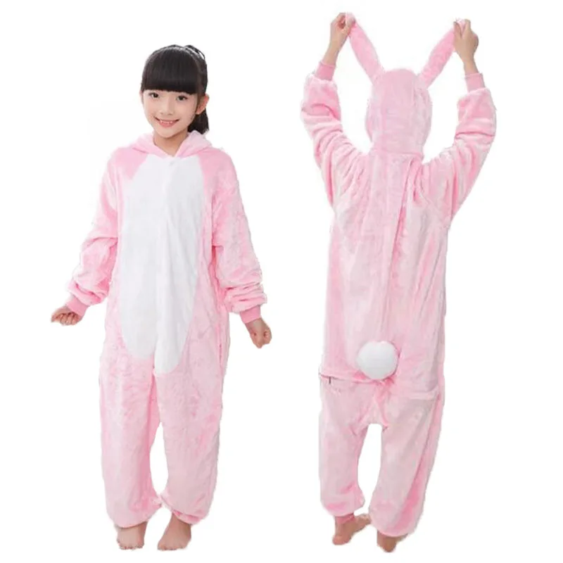 Кигуруми милый фланелевый свободный кролик Пижама для девочки новый год зима