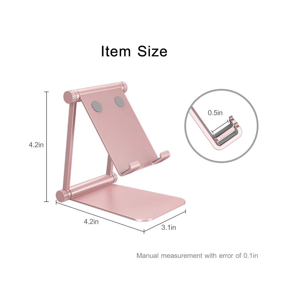 

Universal Phone Holder Angle Adjustable Phone Tablet Stand Stainless Steel Pad Holder Double Foldable Desk Holder Phone Stand