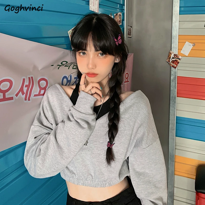 

Кроп-Топ женский с длинным рукавом, универсальный укороченный топ с V-образным вырезом и открытой спиной, в Корейском стиле, с заниженными пл...