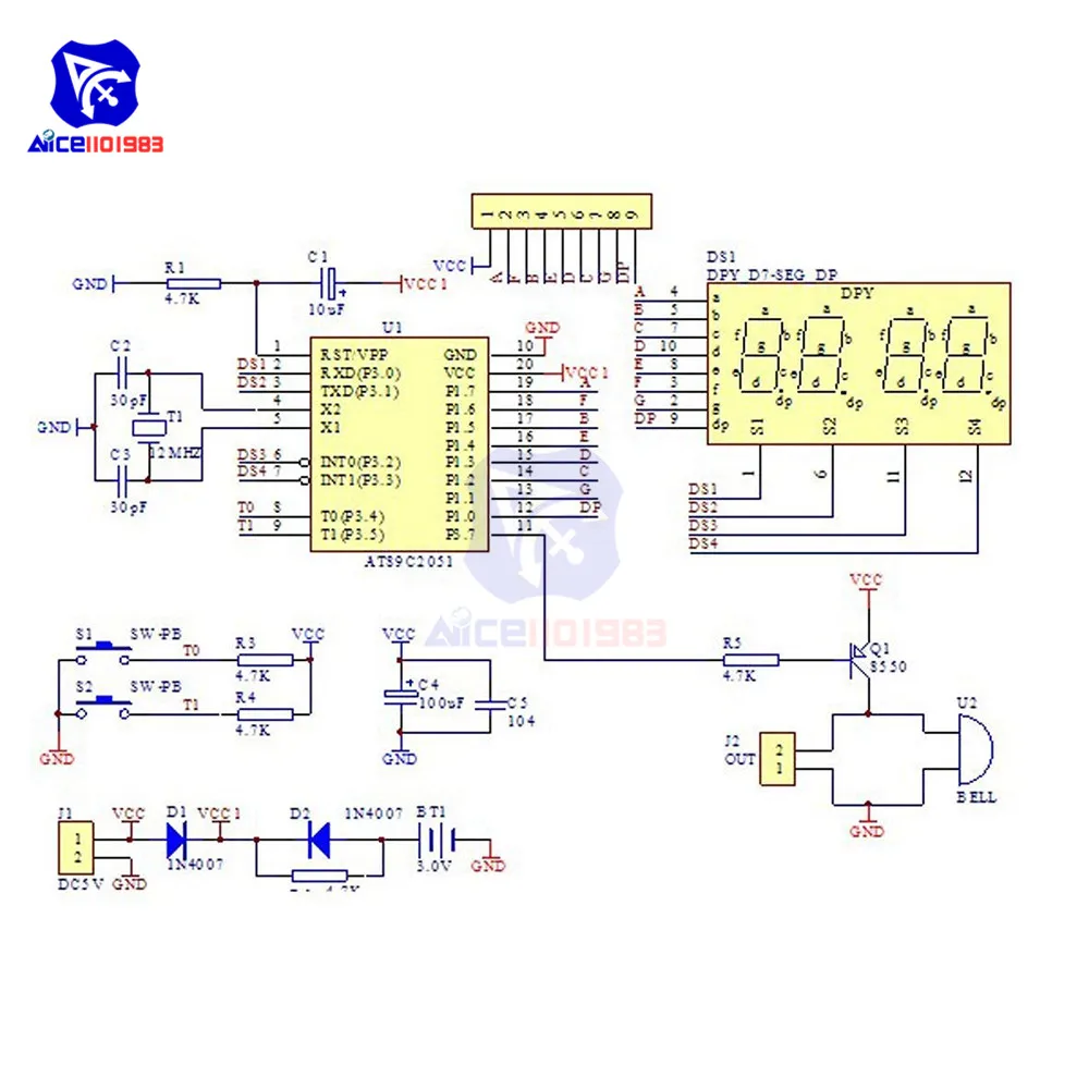 Diymore AT89C2051 цифровые 4-битные электронные часы набор электронных компонентов DIY Kit |