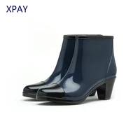 side zipper fashion rain boots women wellies gumboots anti slip wellies high heel galoshes women rubber boots
