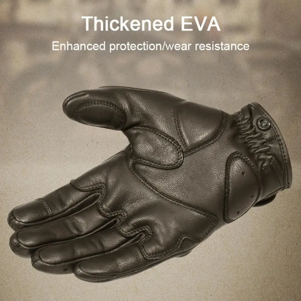 

Motorcycle Genuine Leather Gloves Men's Full Finger Goat Skin Touch Screen Protective Motorbike Gloves High Quality New