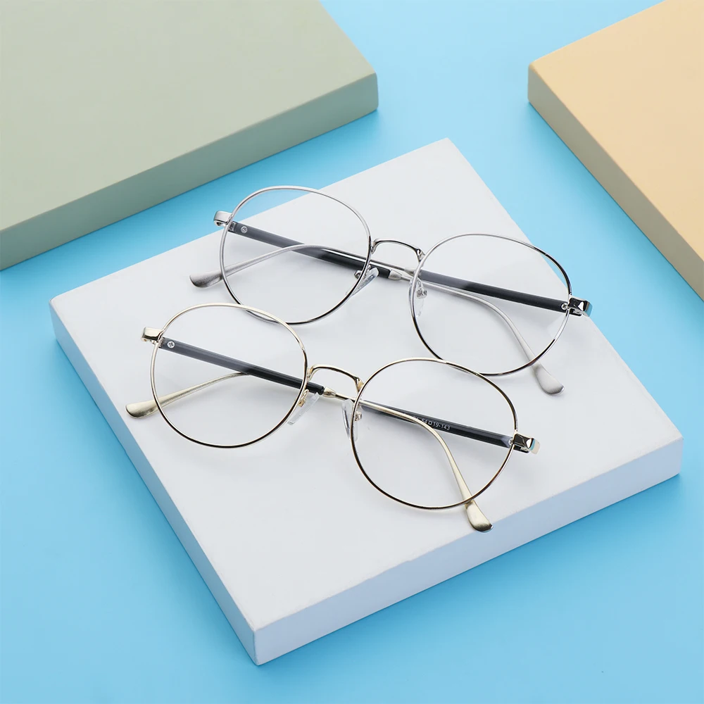 

1Pc Vintage Round Metal Glasses Frame Metal Anti-Blue Light Clear Lens Eye Glasses Eye Protection Ultra Light Eyewear Fashion