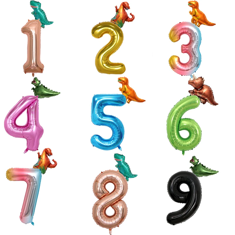 

1 set Dinosaur Foil Helium Cartoon 40inch Number Balloons Birthday Decoration Kids' Toys Dinosaur Funny Gifts Baby Shower