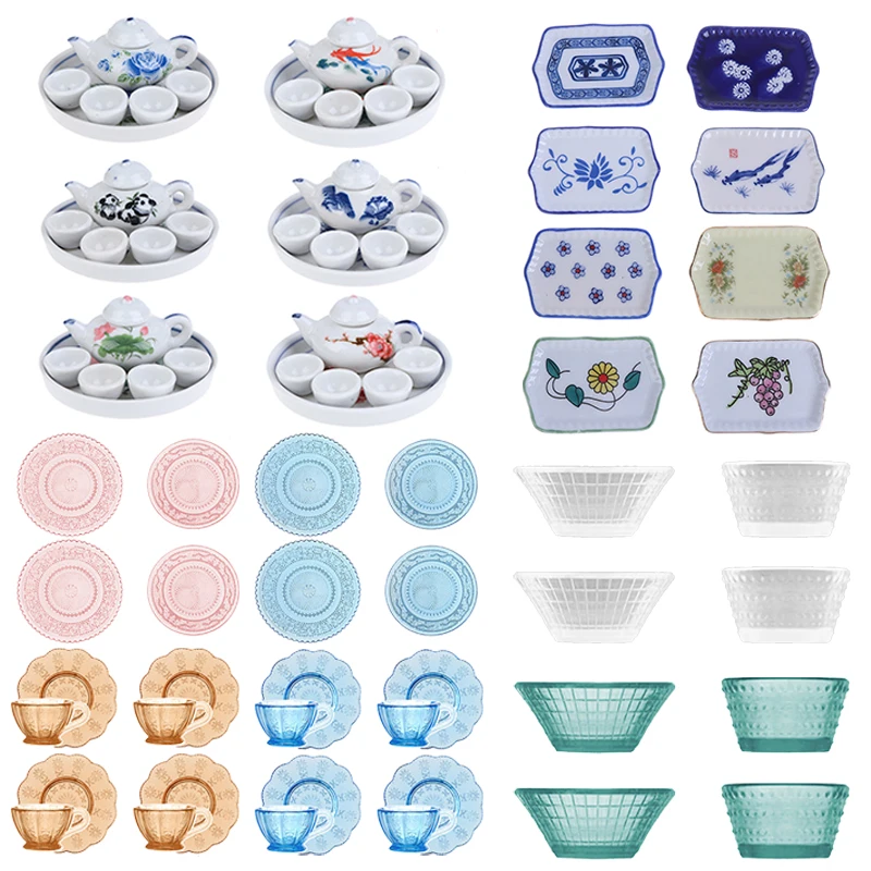

Dollhouse Mini Ceramics Tableware Plates Tray Doll Food Dishes Kitchen Toy Doll House Accessories Kids Gift