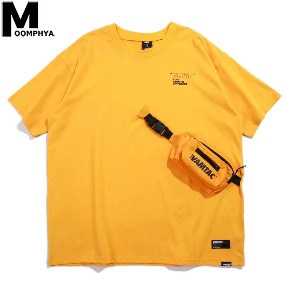 Мужская футболка с карманами спереди Moomphya одежда для улицы в стиле хип хоп летние