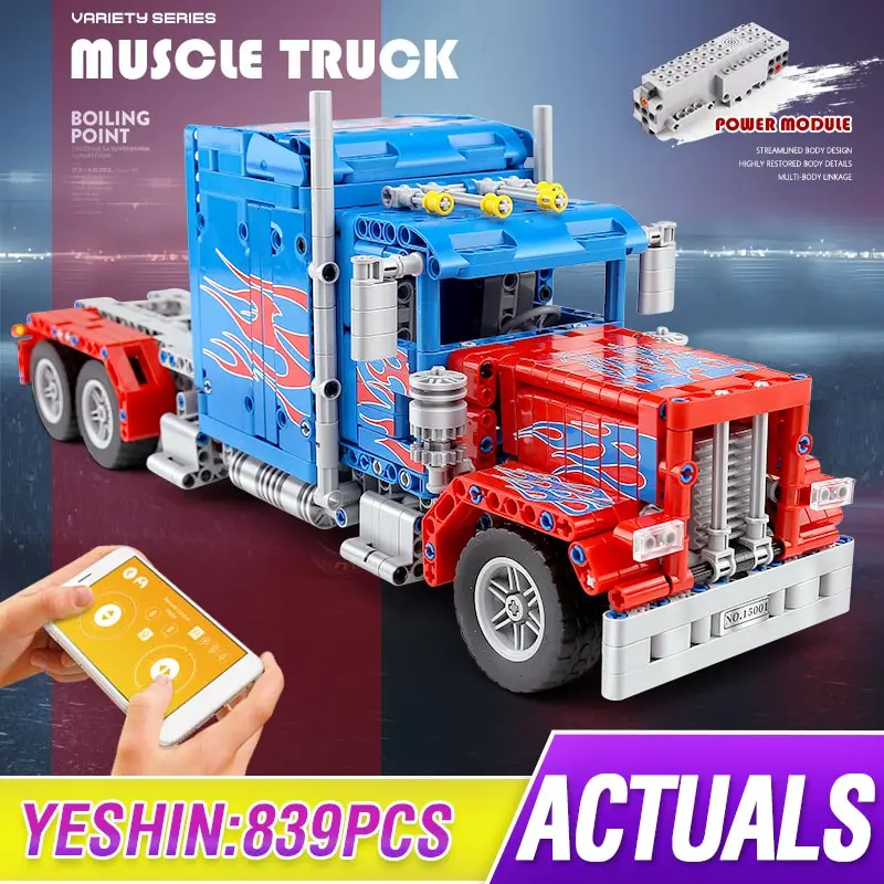 849 шт Technic Peterbilt 389 тяжелая модель грузовика контейнеровоза Набор строительных