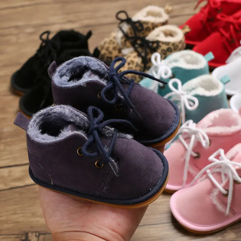 Обувь для новорожденных мальчиков и девочек Леопардовая обувь на меху Сезон