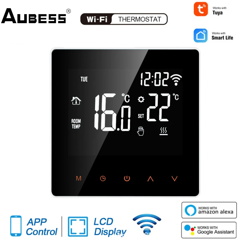 

Aubess Tuya Smart Thermostat WiFi Electric Floor Heating Water/Gas Boiler Temperature Remote Controller For Google Home Alexa