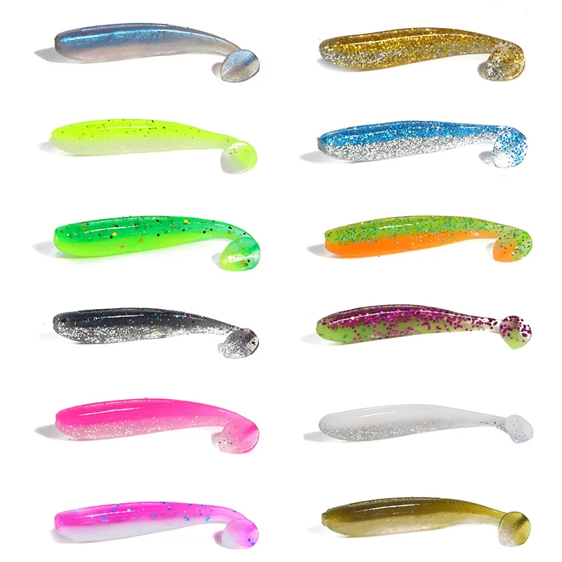 10 Pcs Soft Bait Fishing Lure T tail Topwater 1.8g/6.5cm Silicone 12 Colors soft Artificial Lure Perch Bass Fishing Tackle