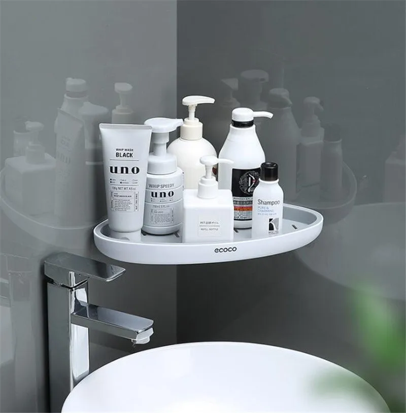 

Wall Mounted Bathroom Shelf Corner Storage Rack Shampoo Cosmetic Organizer Soap Holder Holder Kitchen Rack