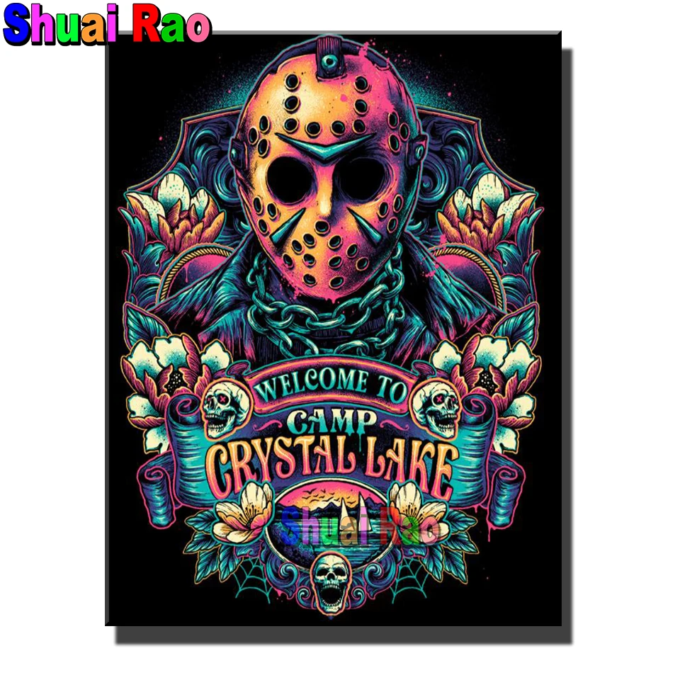 

Алмазная живопись, фигурка ужаса, вышивка крестиком, полная вышивка, алмазная вышивка, подарок на Хэллоуин, мозаика Стразы ручной работы, до...