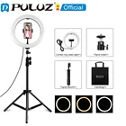 Светодиодная кольцевая лампа PULUZ со штативом-держателем, кольцевая лампа для фотосъемки для Tik tok, макияжа, YouTube, комплекты световых ламп для селфи