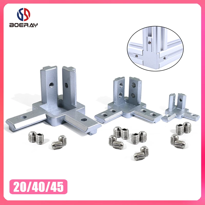 

3-Way End Corner Bracket Connector for T slot Aluminum Extrusion Profile 2020/3030/4040 series (Pack of 4, with screws)