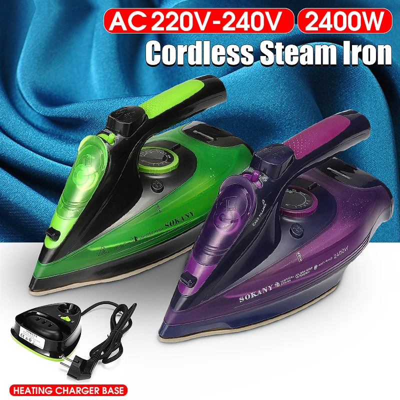 

2400W Electric Steam Iron 220-240V Cordless Charging Steam Iron 5 Speed Adjust Clothes Ironing Steamer ABS+Ceramic Soleplate