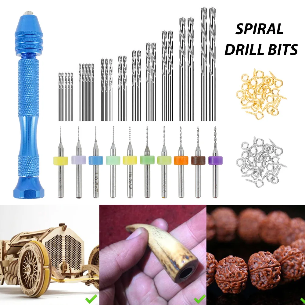 

Mini Micro Aluminum Hand Drill Pin Vise Hand Drill Micro Twist Drill Bits PCB Mini Drill Bits for DIY Jewelry Manual Work