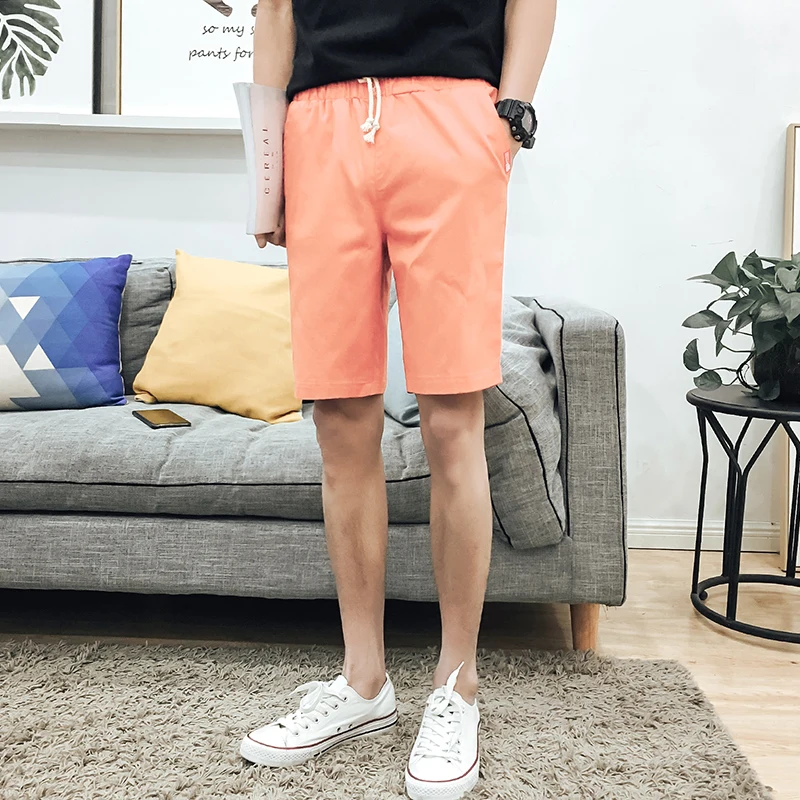 

2019 Hot sale Summer Slim male Five-point Recreational Sports Loose Large Size Fast-drying Men's Pure Beach Tidal Shorts MP51