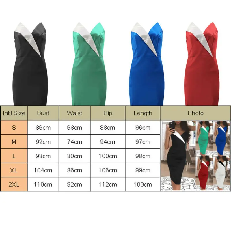 

Sexy Women Sleeveless Bodycon V Neck Contrast Color Patchwork Dress Vintage Party Bodycon Elegant Dresses vestidos