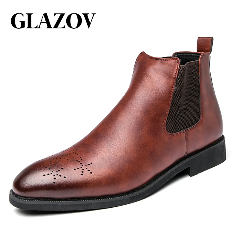 

GLAZOV Brand New Men's Chelsea Boots Genuine Calf Leather Bottom Outsole Calf Leather Upper Leather Inner Handmade Boot Shoes