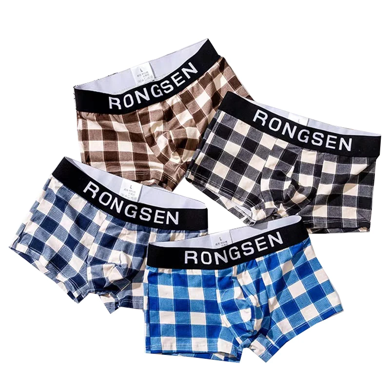 

HaleyChan Men's Underwear Cotton Check Boxer Briefs Boxershorts Men Ropa Interior Masculina Sexy Underwear Men Men Boxer