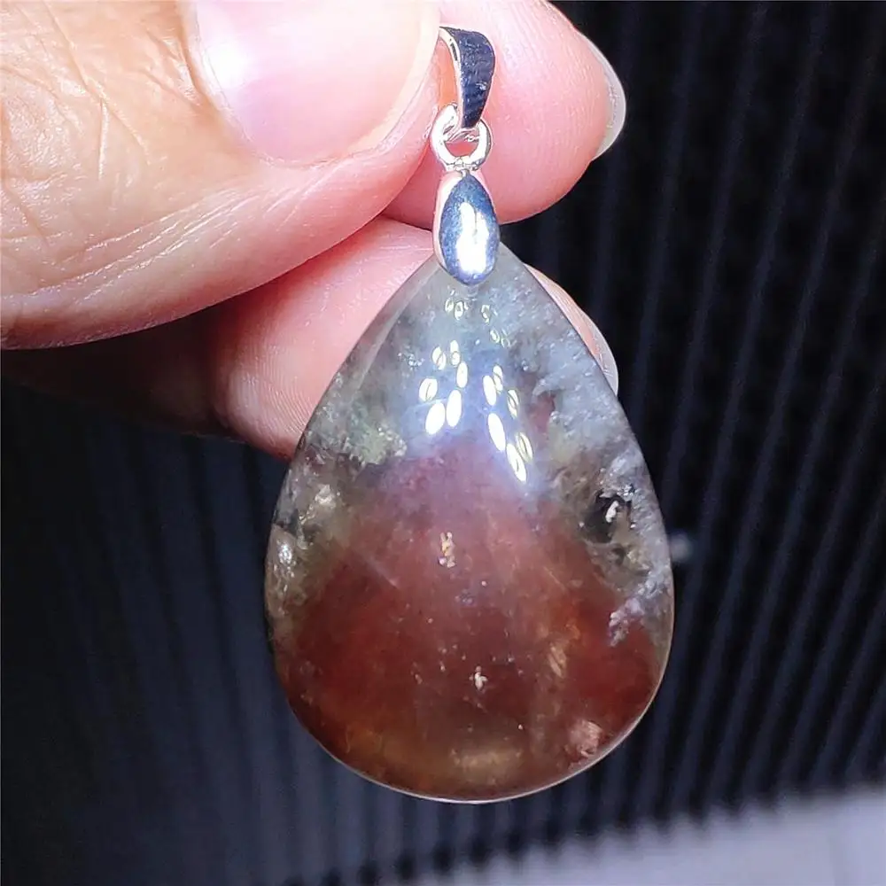 

Natural Auralite 23 Purple Red Pendant Canada Water Drop Women Necklace 30x22x8mm Fashion Stone AAAAA