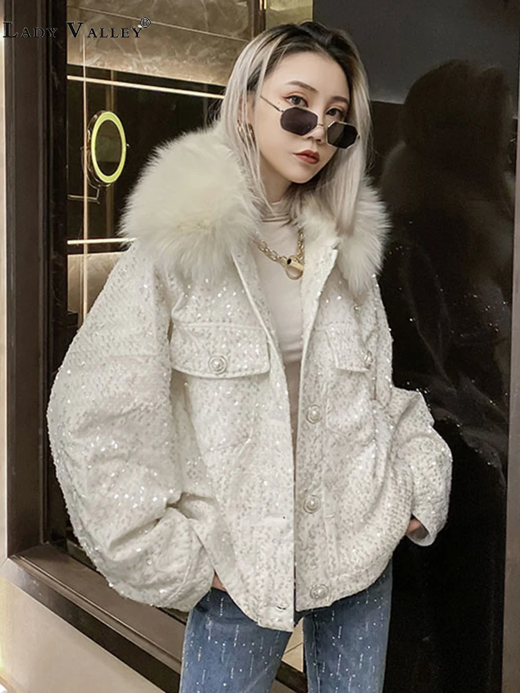 Маленький аромат ветровка Лисий мех меховой воротник подкладка плюс бархат