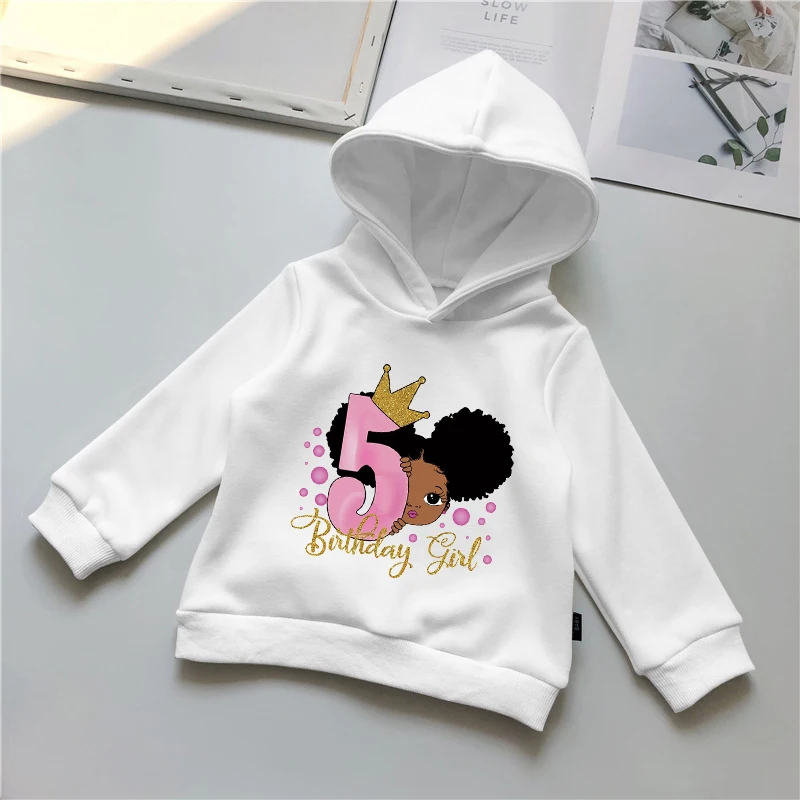 

Brithday Black Kids Print Hoodies for Teen Girls Kids Long Sleeves Hoodies Clothes New Girl Fashion Sweatshirt 2021 Child Hoodie