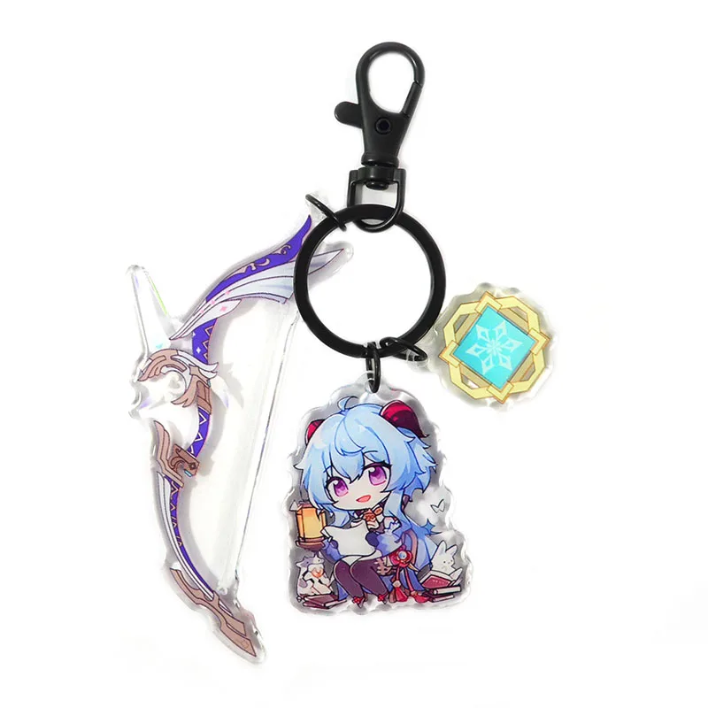 Genshin Impact Акриловый брелок с игровой фигуркой Кадэхара Кадзуха, Сяо, Чжонгли, Кокоми, Ганью Подвеска-брелок для коллекции.