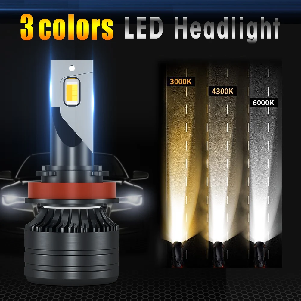 

K9 three-color dual-color temperature car LED headlights high and low beams high-brightness headlights color-changing fog bulbs