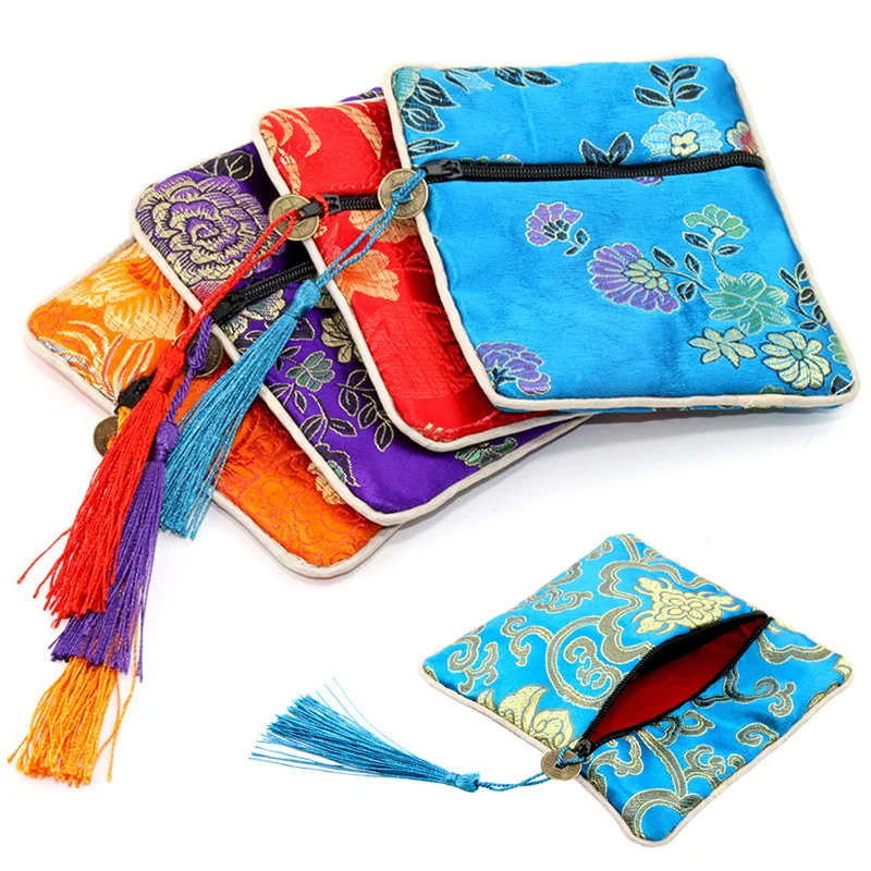 Китайский Стиль с вышивкой в стиле ретро Удобная атласная кисточка отделение для