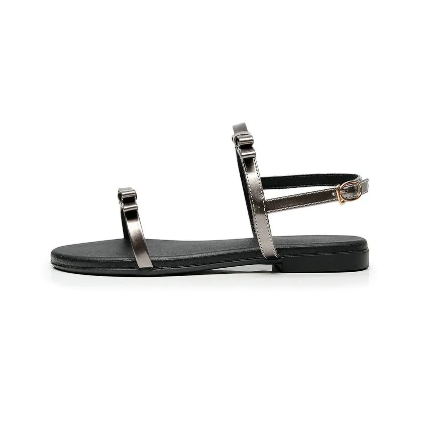 Женские босоножки из искусственной кожи QUTAA черные на низком устойчивом каблуке