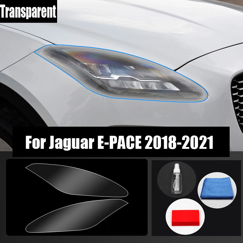 For Jaguar E-PACE 2018-2021 Original Car TPU Tint Black Transparent Front Headlights Headlamps Protective Film Accessories 2PCS