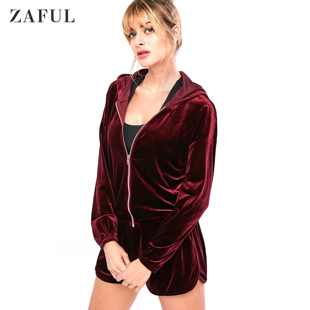 ZAFUL новинка Осень зима женские Бархатные Топы пальто с капюшоном длинный рукав