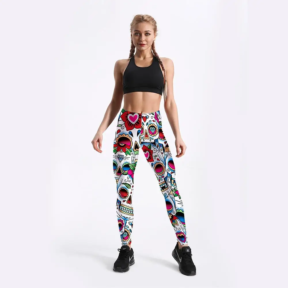 Women's High Waist Skull Love Mask Print Leggings - 20 Styles Fashion Slim Fit Sexy Pants image 5