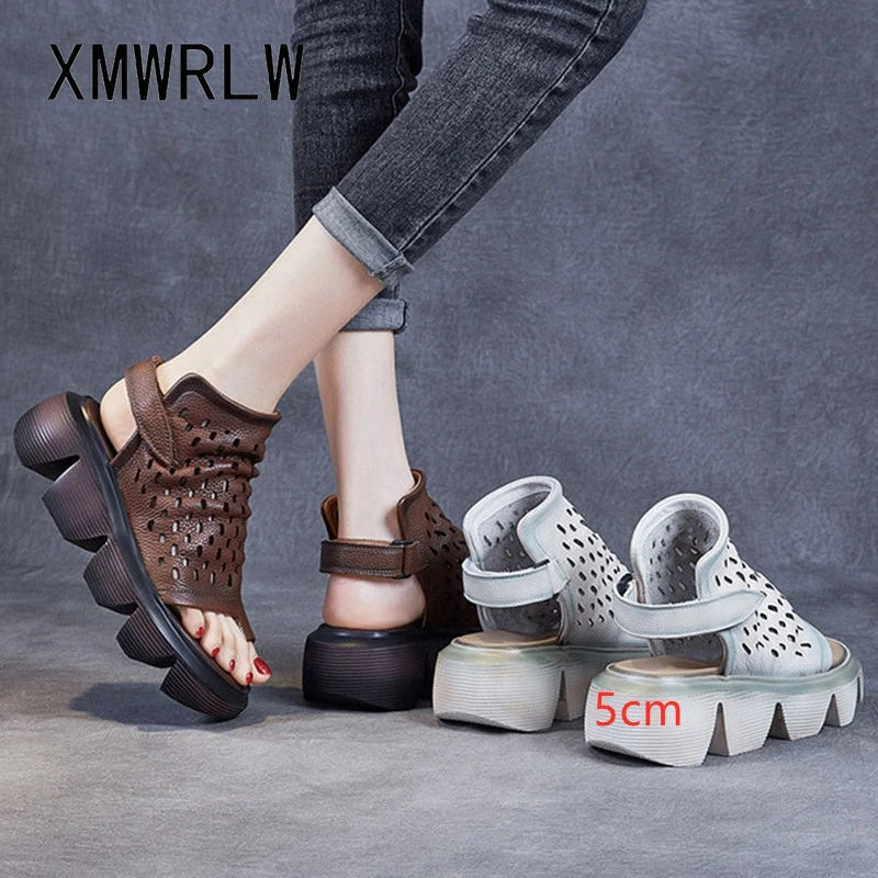 Сандалии XMWRLW женские из натуральной кожи босоножки ручной работы в ретро стиле