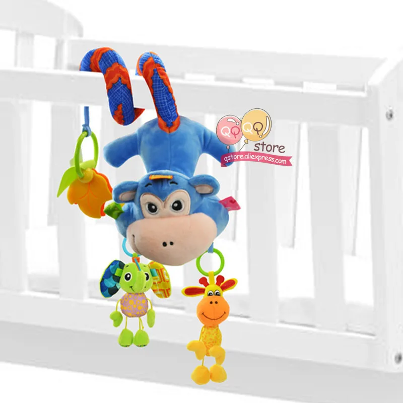 Naughty Monkey Детские игрушки для детей от 0 до 12 месяцев, плюшевая погремушка для кроватки, спиральный подвесной мобиль, детская коляска для новорожденных, кровать, животное, подарок, счастливая обезьяна - Цвет: Naughty Monkey