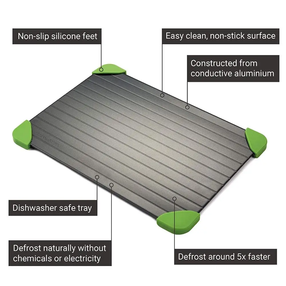 

New Fast Defrosting Tray Thaw Frozen Food Meat Quick Defrosting Plate Board Quickly Thaw Aluminum Defrost Kitchen Gadget Tool