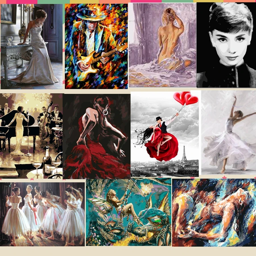 

DIY Paints By Numbers Character Dancer 50x40cm Art Pictures Set Coloring Decorative Canvas Wall Artcraft Oil Painting By Number